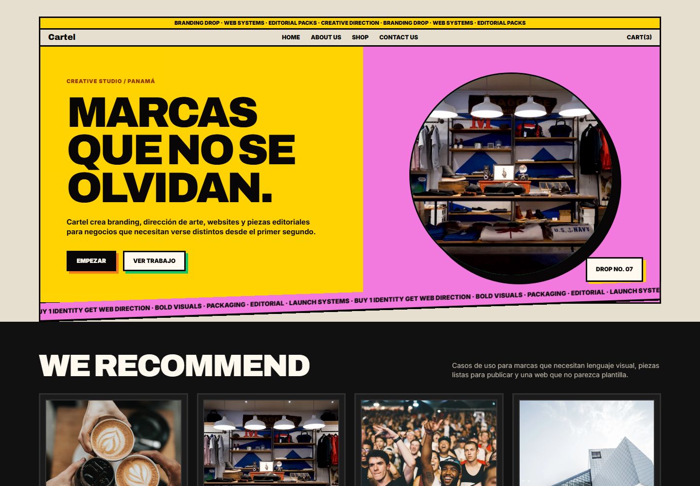 Captura real de la página Cartel