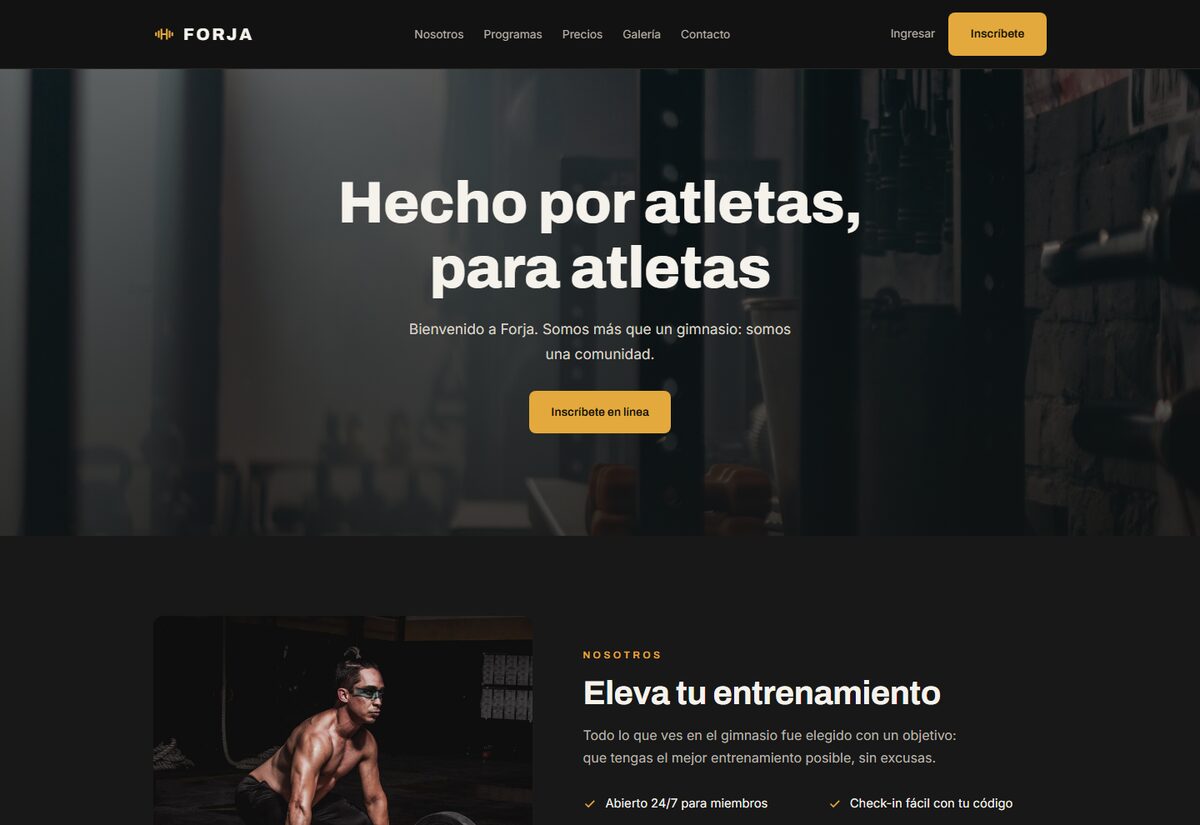 Captura real de la página Forja